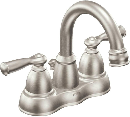 Moen Banbury 2‑Handle Low Arc Centerset Bathroom Faucet – Spot Resist Brushed Nickel